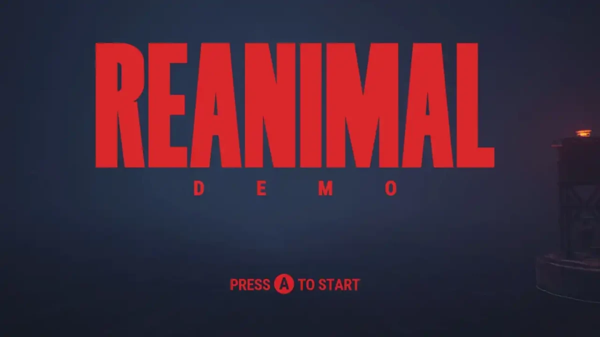 REANIMAL Demo – Press A to Start Screen REANIMAL demo title screen on PC showing a red “Press A to start” prompt