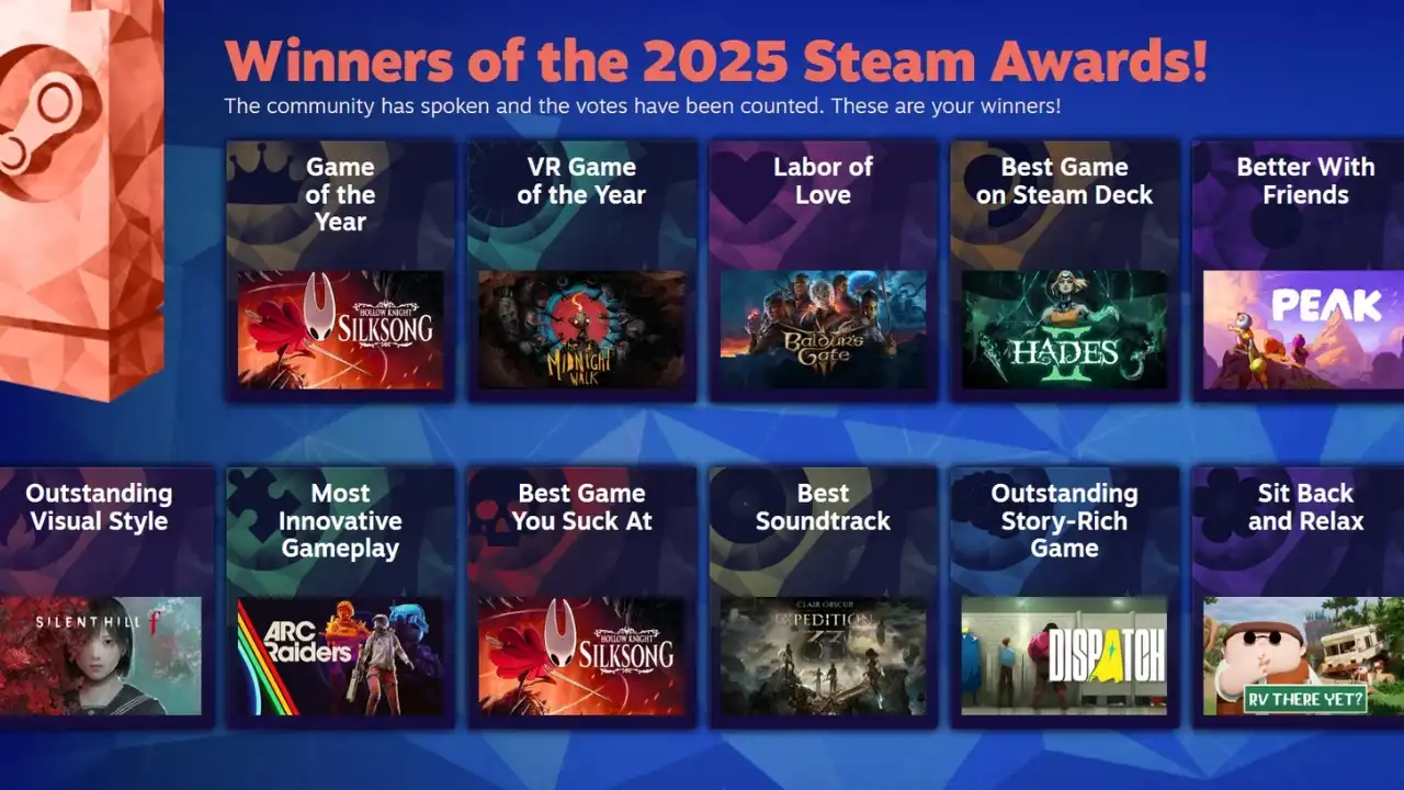 Hollow Knight: Silksong wins Game of the Year at the 2025 Steam Awards