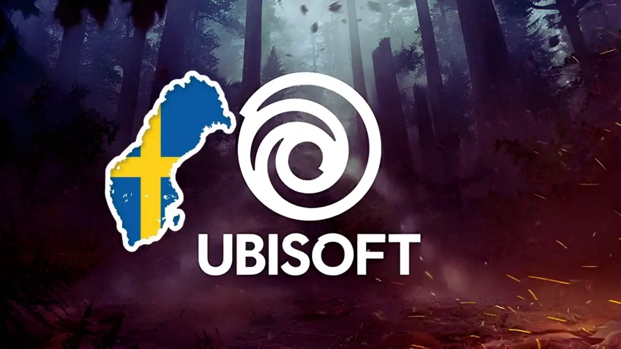 Ubisoft logo with a Sweden map icon on a dark forest background