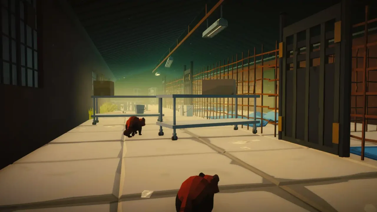 Red panda inside an indoor facility with cages in When the Embers Wake (GOTW #39)