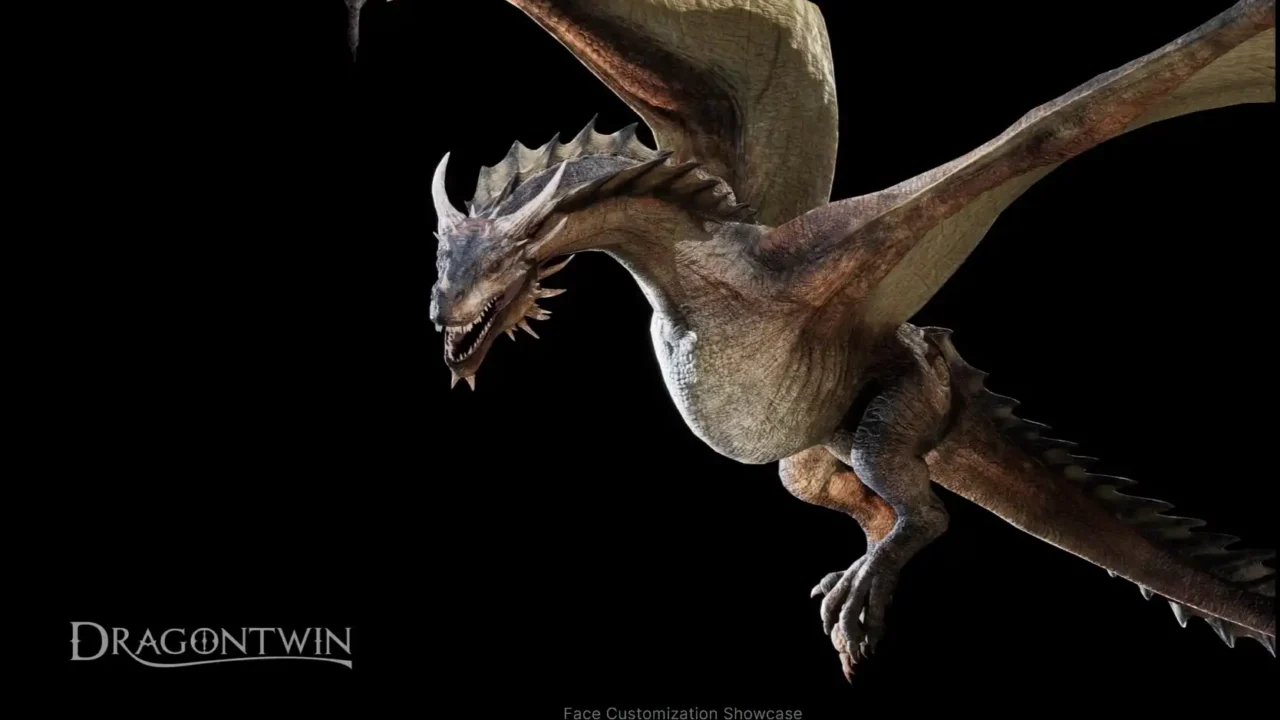 Dragon flying in Dragontwin during the face customization showcase