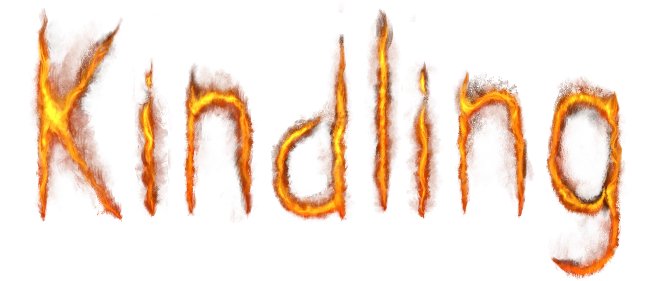 Kindling logo rendered in fiery glowing letters