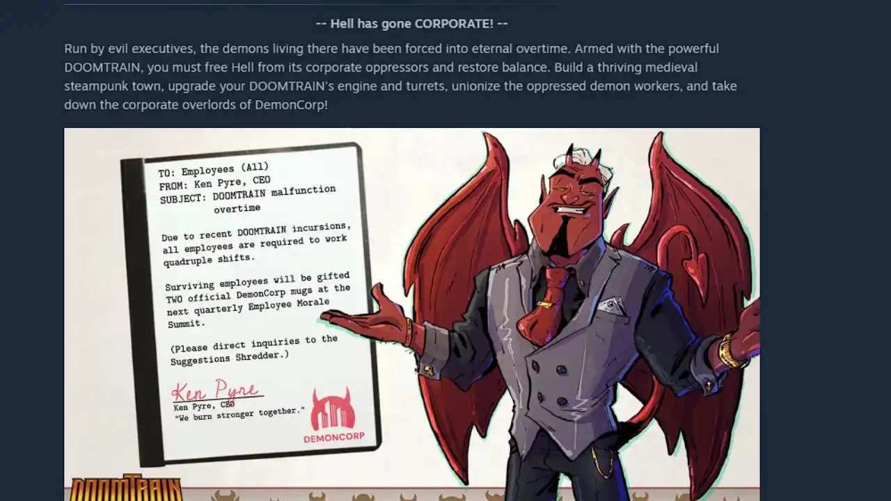 Pizza Club Games is shutting down, and development on DOOMTRAIN has officially come to an end.