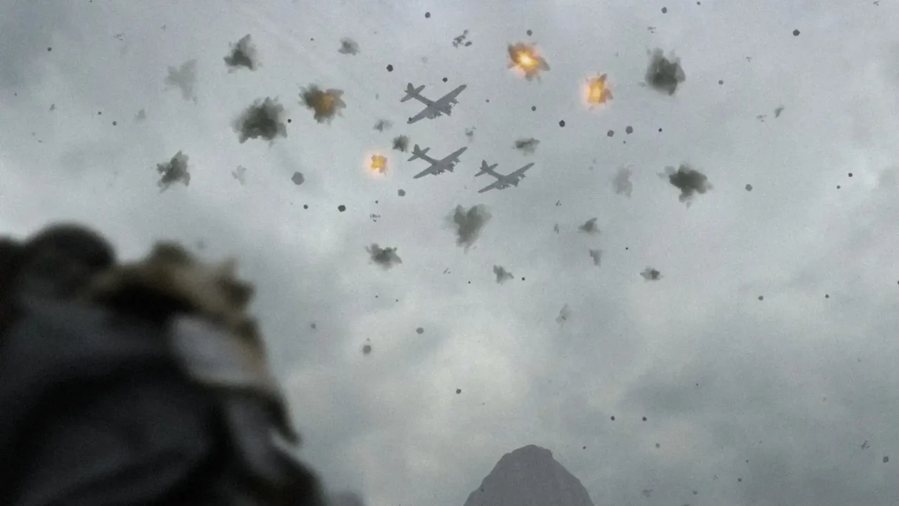 Bombers fly through heavy anti-aircraft fire in Noblemen: 1941.