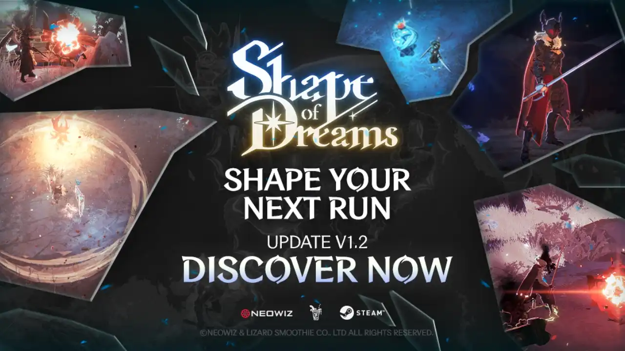 Shape of Dreams update v1.2 promotional artwork highlighting Shape Your Next Run and Discover Now