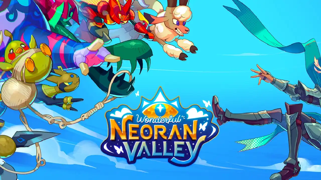 Wonderful Neoran Valley key art showing multiple colourful creatures surrounding the game logo
