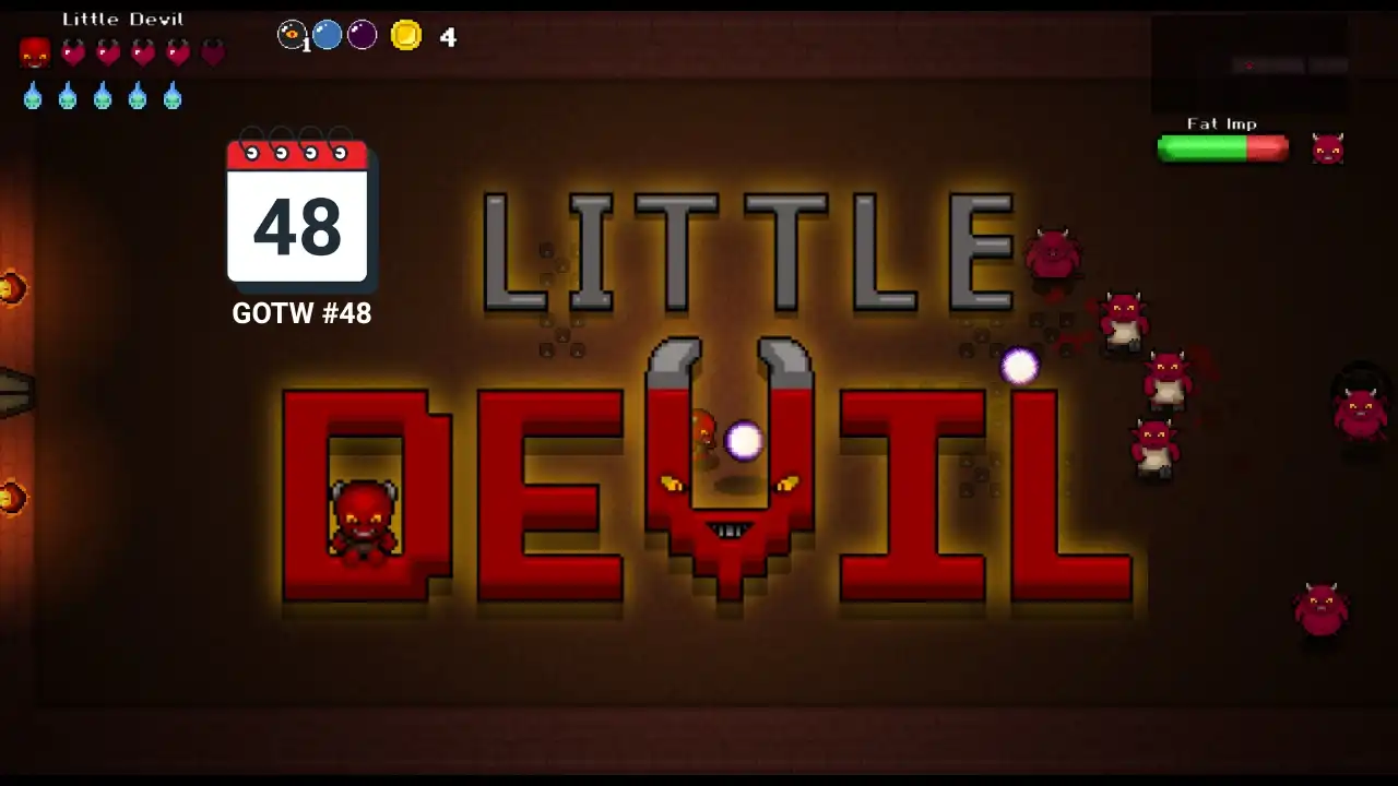 Little Devil GOTW #48 featured image showing the game title over a dark pixel-art dungeon scene with enemies on screen