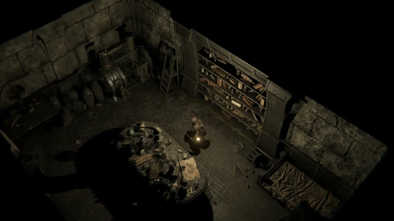 Spark in the Dark PC screenshot showing a lantern-lit dungeon room