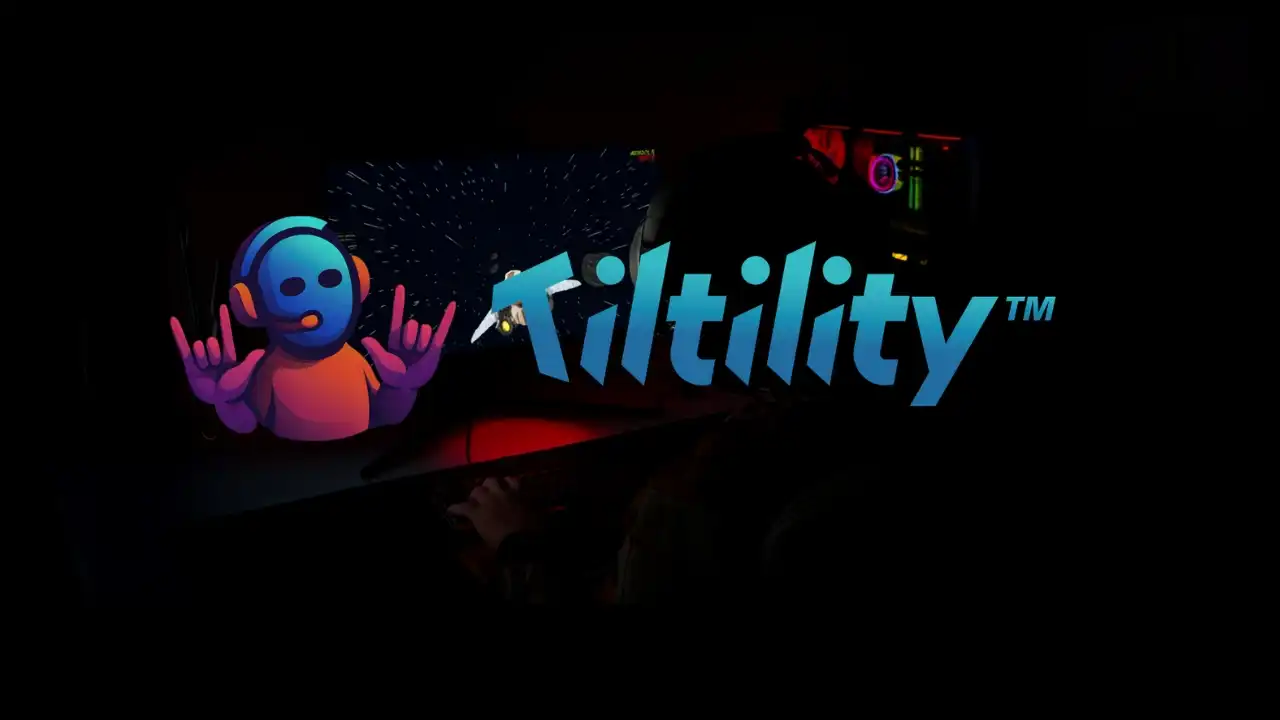 Tiltility featured image showing the logo, mascot, and a dark gaming setup
