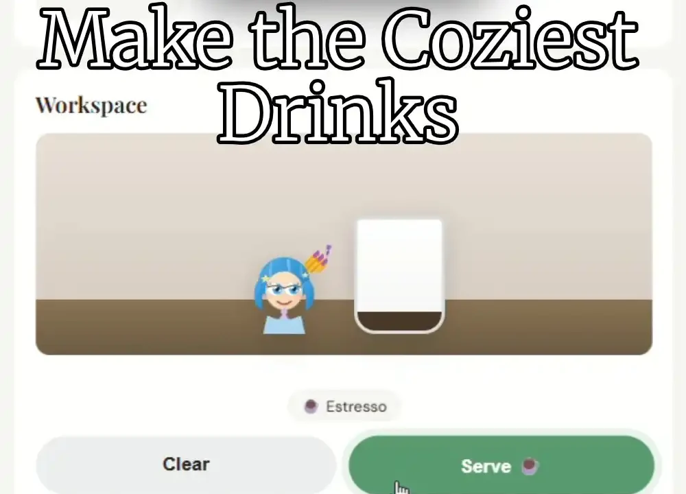 Instant Estresso gameplay showing a customer order and espresso drink preparation.