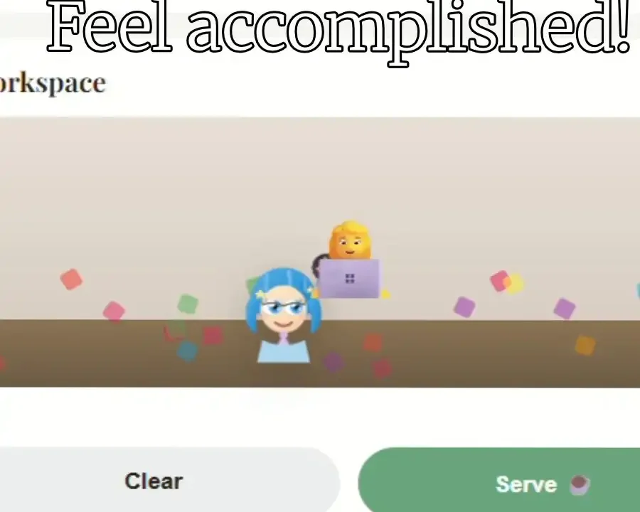 Instant Estresso gameplay showing a completed drink order and reward feedback.