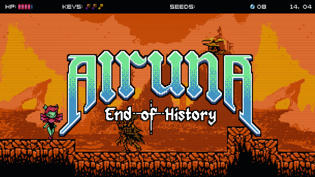 Alruna: End of History review thumbnail showing the game logo over a pixel-art desert gameplay scene