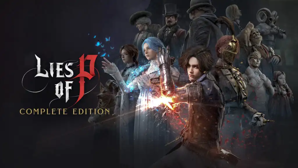 Lies of P Complete Edition key art featuring Pinocchio and characters from the game