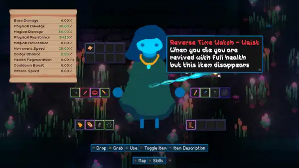Bring Me Hope inventory screen showing items, stats, and equipment