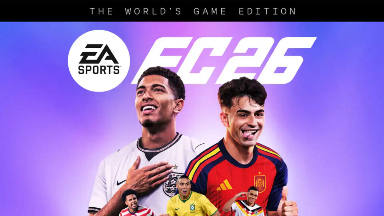EA Sports FC 26 The World’s Game Edition promotional image featuring football players and EA Sports FC 26 branding