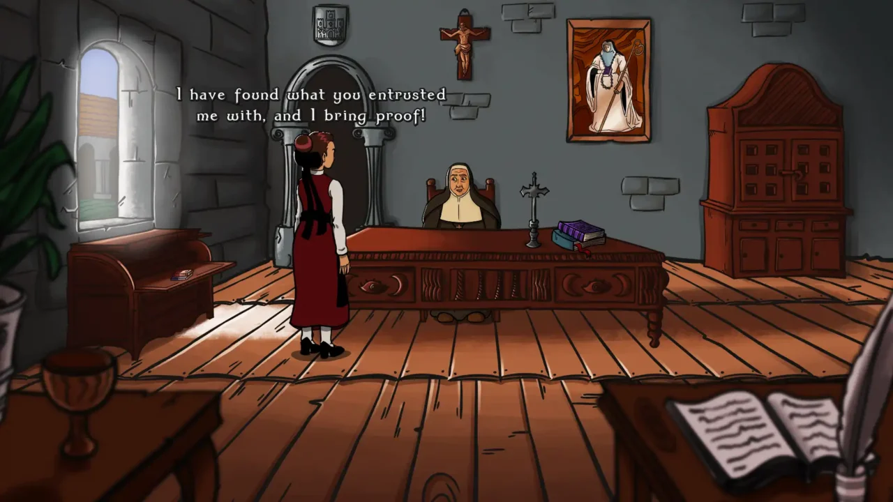 María presents evidence to the mother superior in Legends of Castile