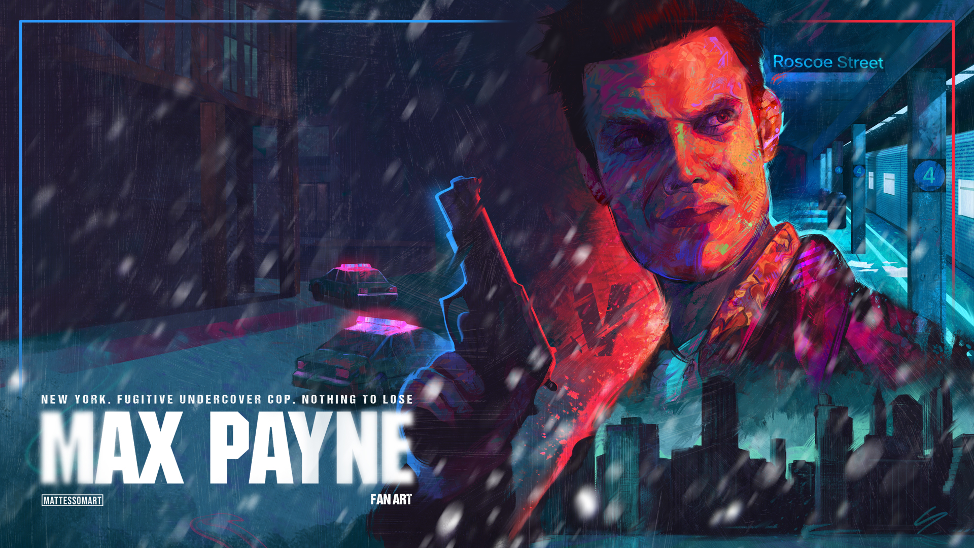 Max Payne 25th anniversary tribute artwork by Matthew Essom