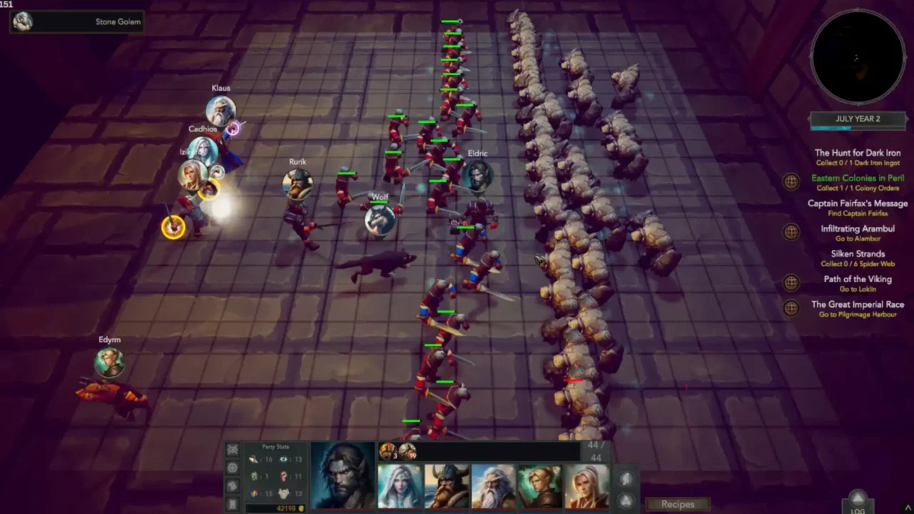 Tears of Adria party fighting soldiers and stone golems