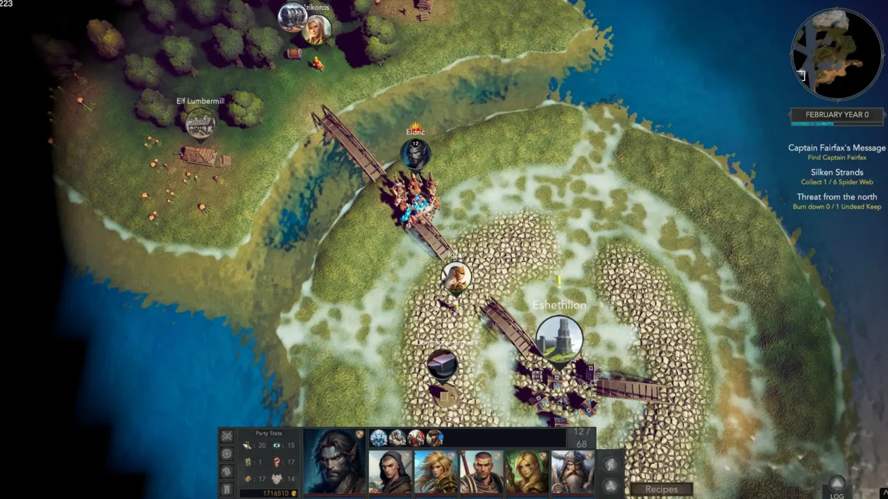 Tears of Adria world map showing a party traveling near Eshethlion