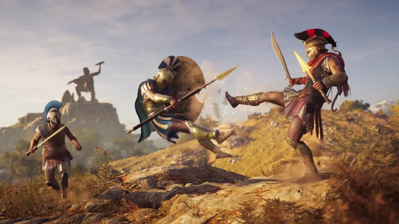 Spartan warriors fighting in Assassin’s Creed Odyssey