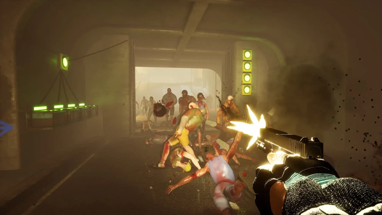 Codename CURE II player fighting a crowd of zombies with a pistol