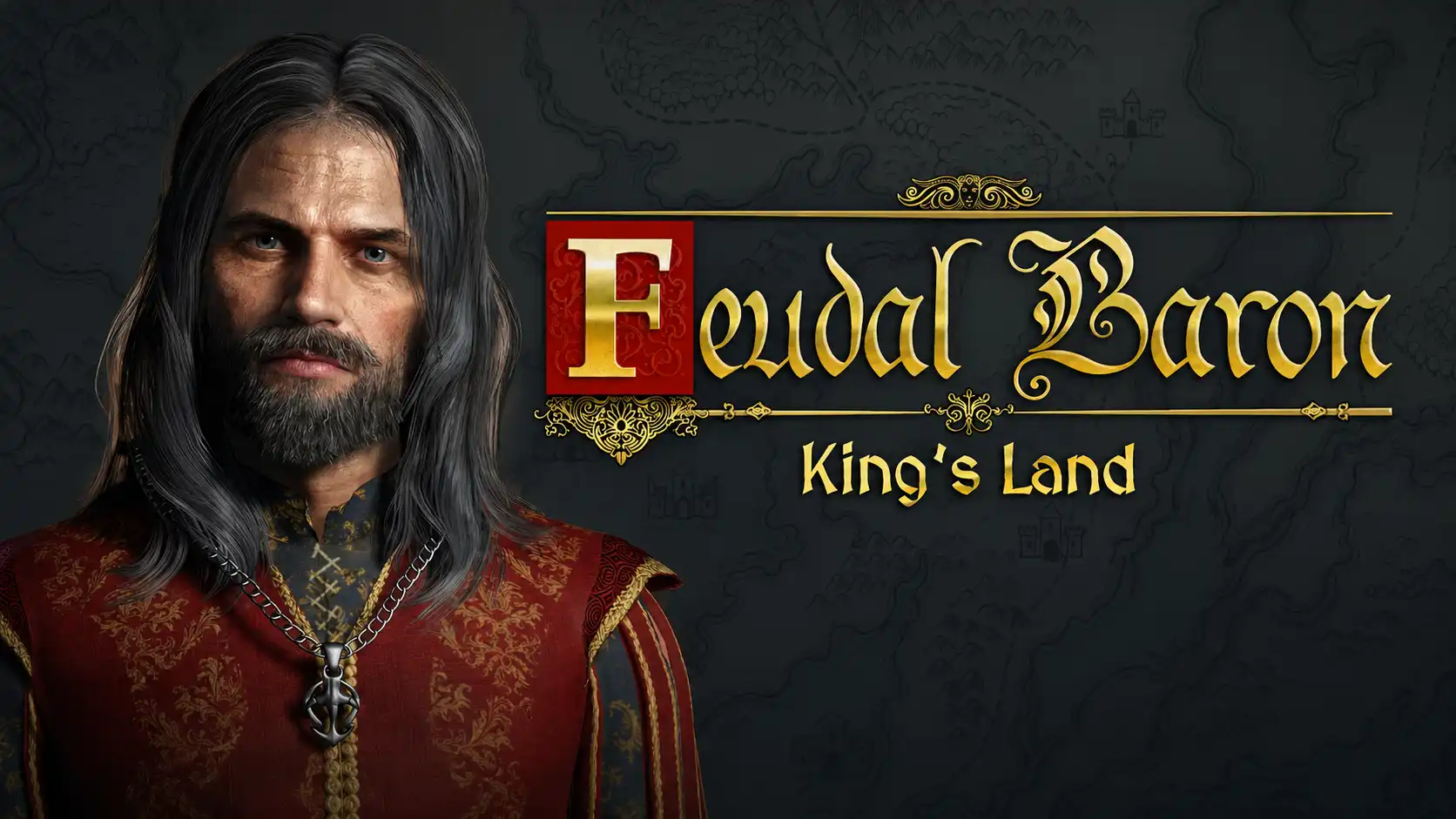 Medieval noble beside the Feudal Baron: King’s Land logo