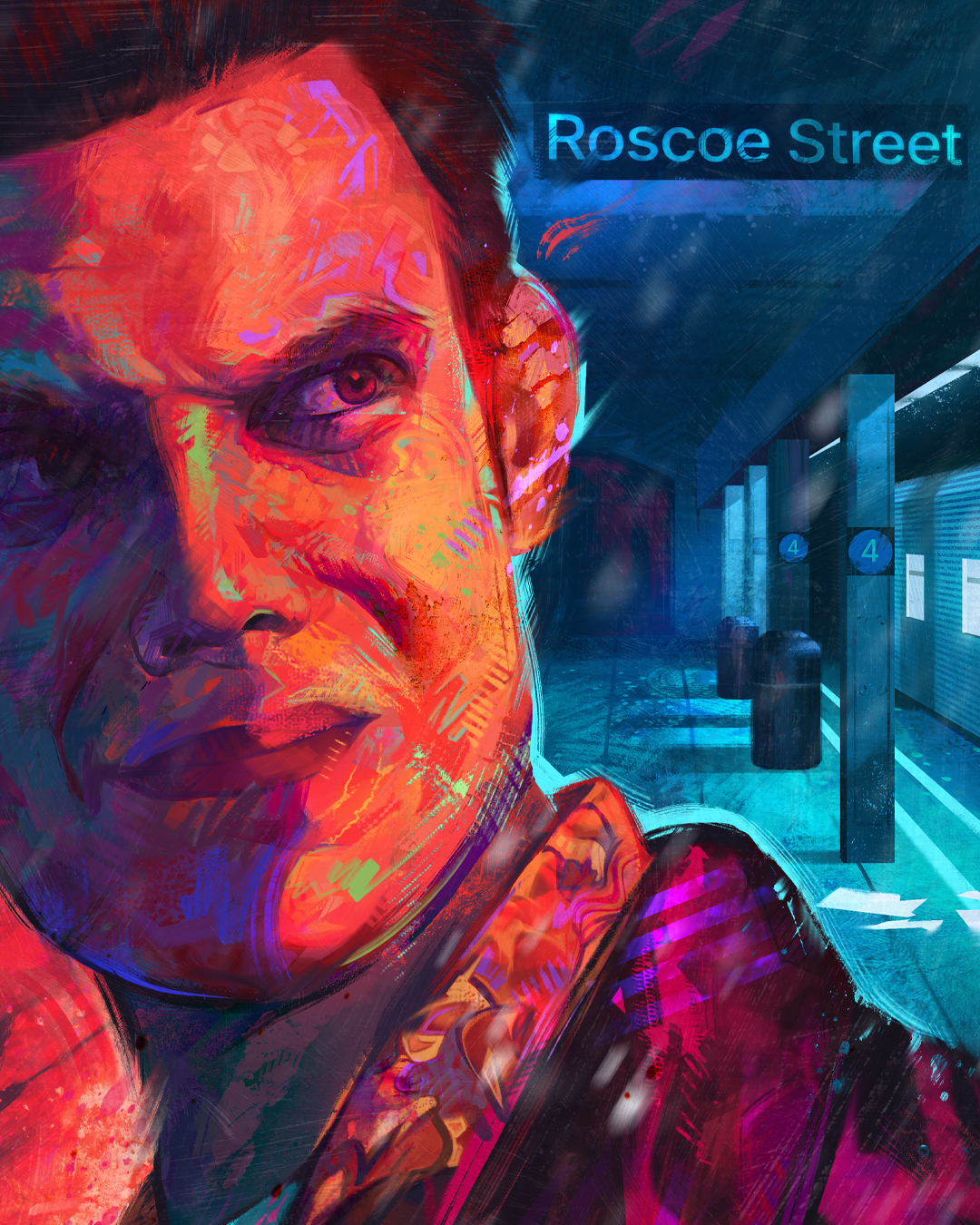 Max Payne at Roscoe Street by Matthew Essom Colorful Max Payne portrait at Roscoe Street by Matthew Essom