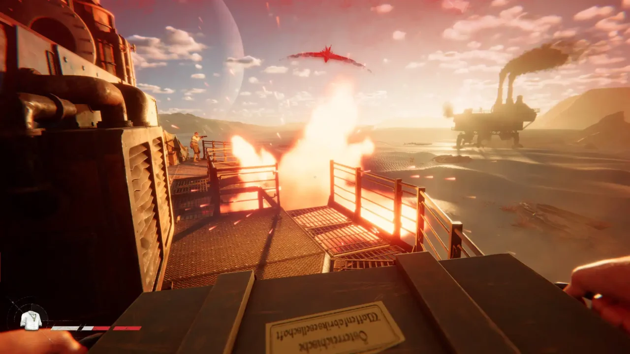 Explosion during a Trampler battle in SAND: Raiders of Sophie