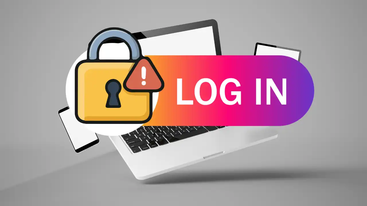 Padlock and warning icon over a laptop login graphic representing stolen Steam account and account security risks
