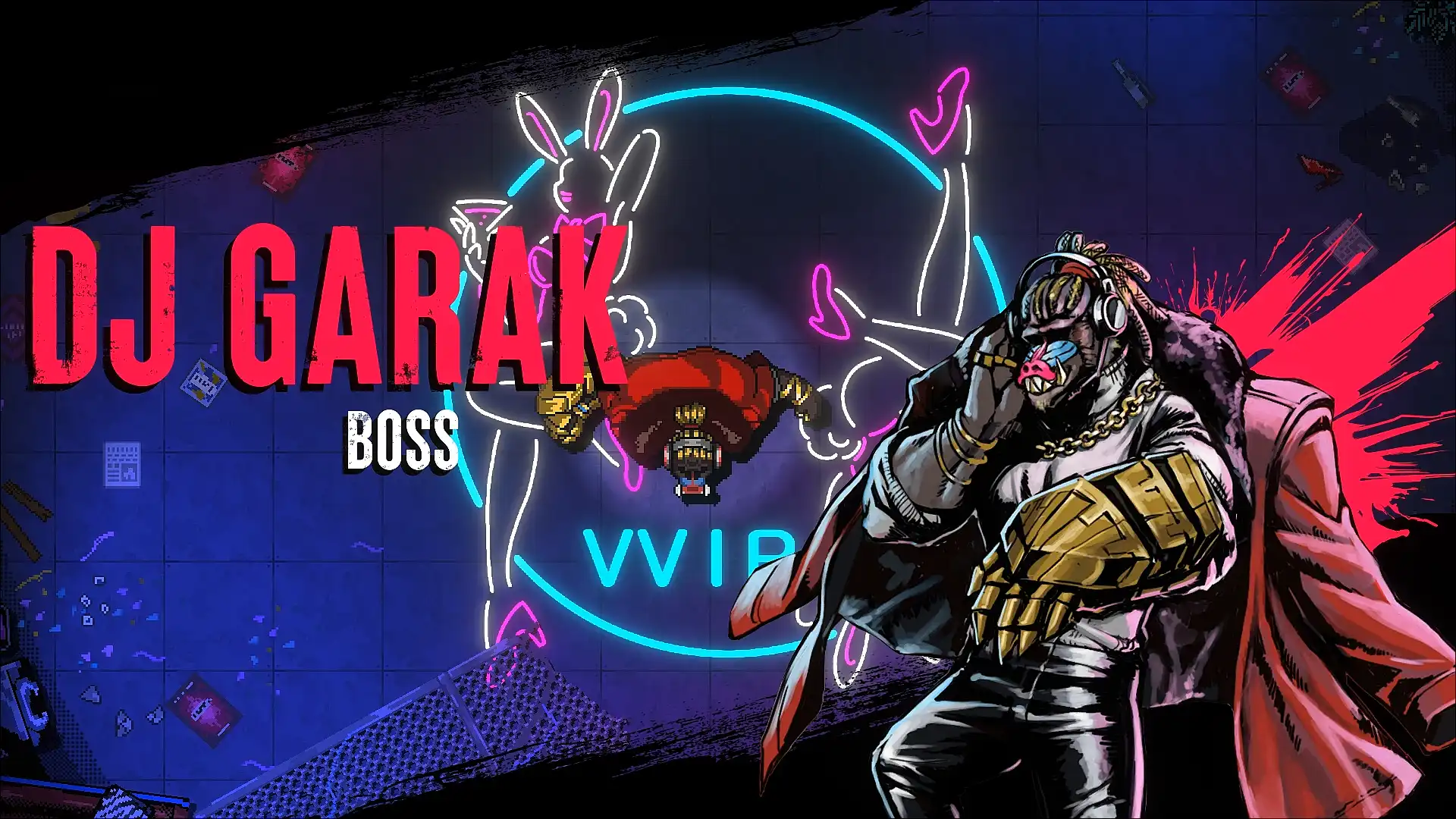 DJ Garak boss introduction artwork in Kusan: City of Wolves