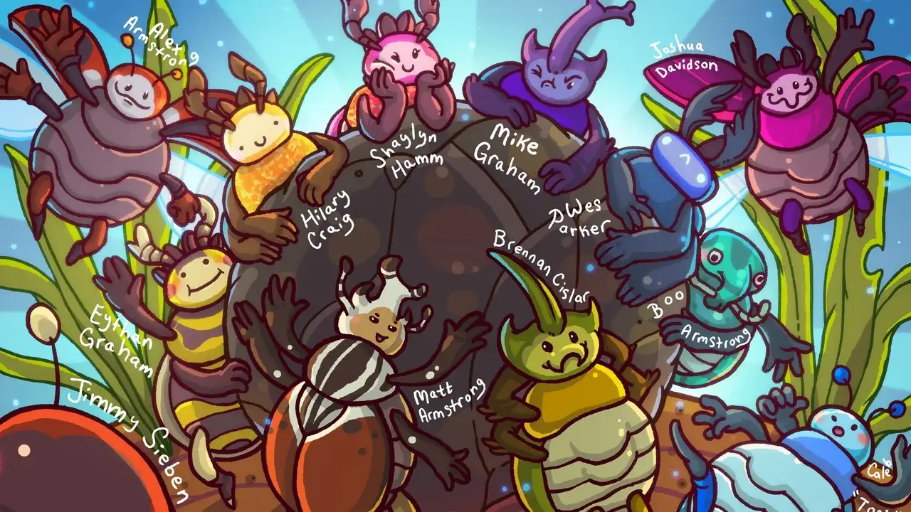 Dung Ho! team illustration featuring cartoon beetles representing members of Lesser Weevil