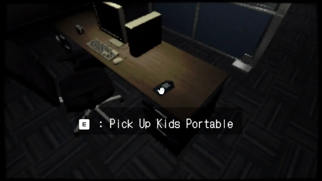 Security-room desk with a handheld device ready to be picked up in Night Portable