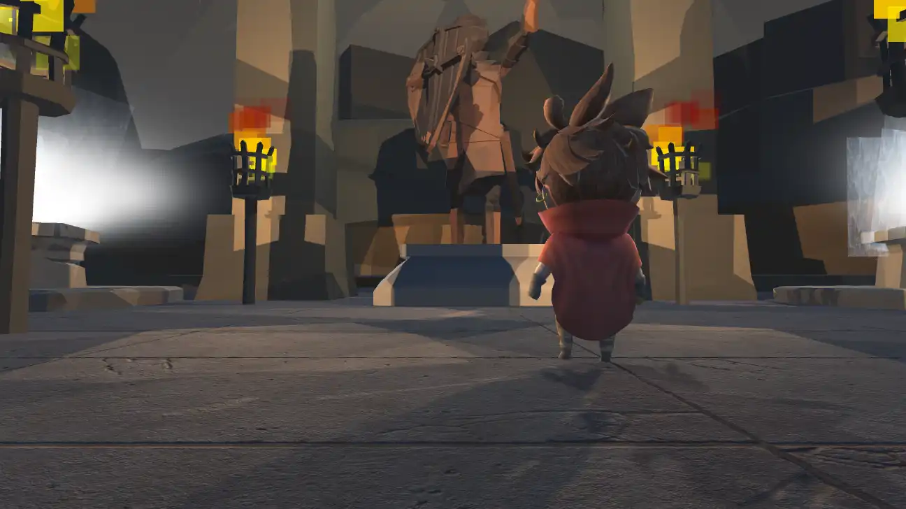 The Thief standing in a large stone chamber in Oops! You’re the Hero!