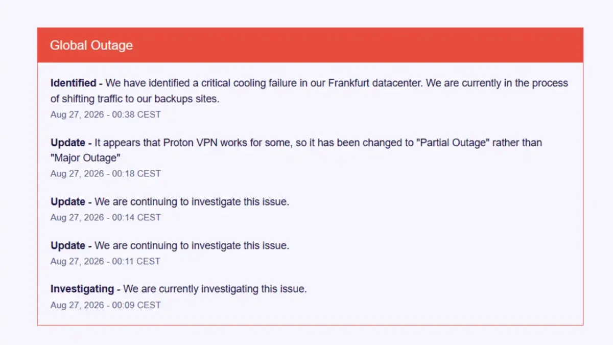 Proton Hit by Global Outage After Cooling Failure at Frankfurt Datacenter