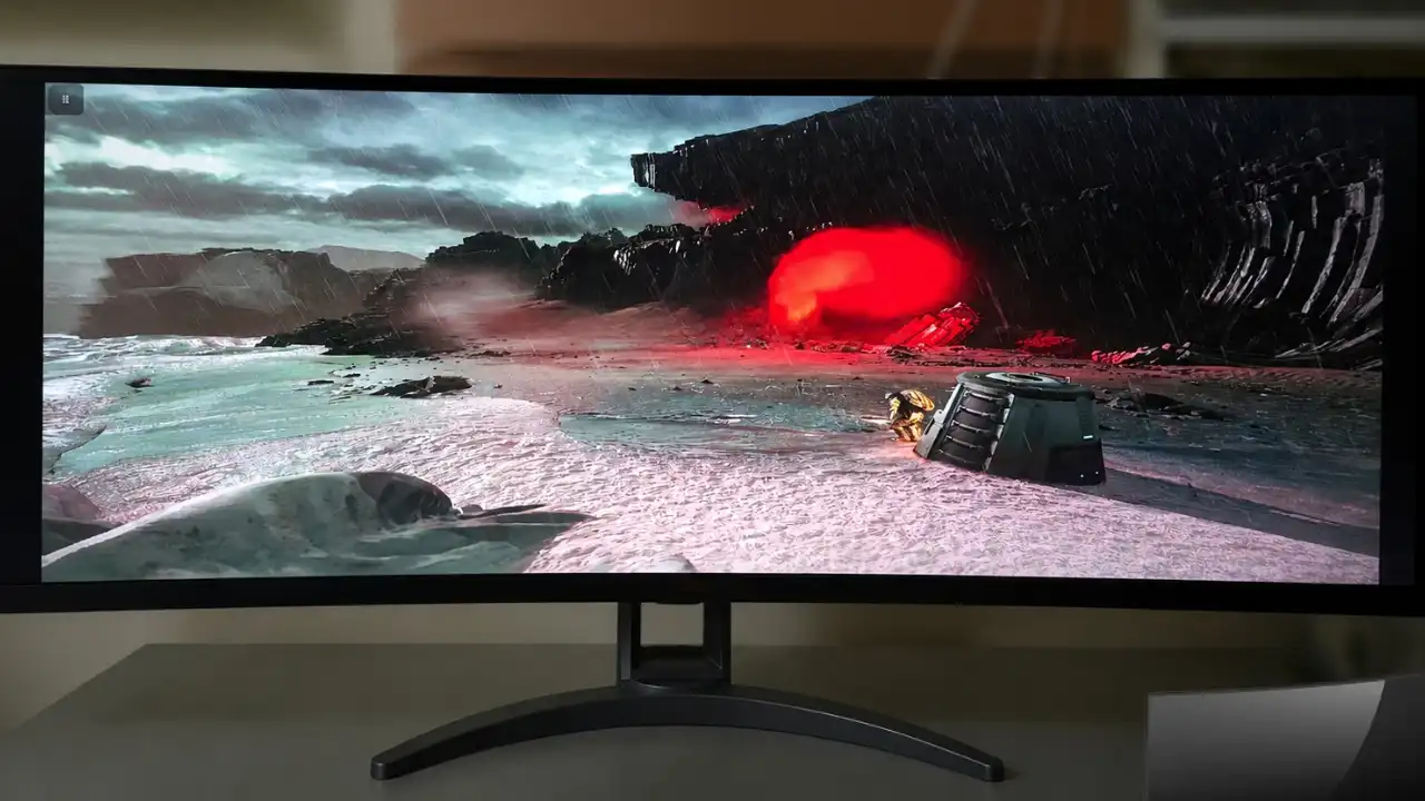 The Alters gameplay stretched across a 49-inch 32:9 monitor while running through Samsung DeX