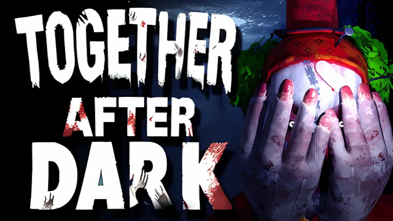 Together After Dark key art showing the game logo beside a bloodied character covering their face