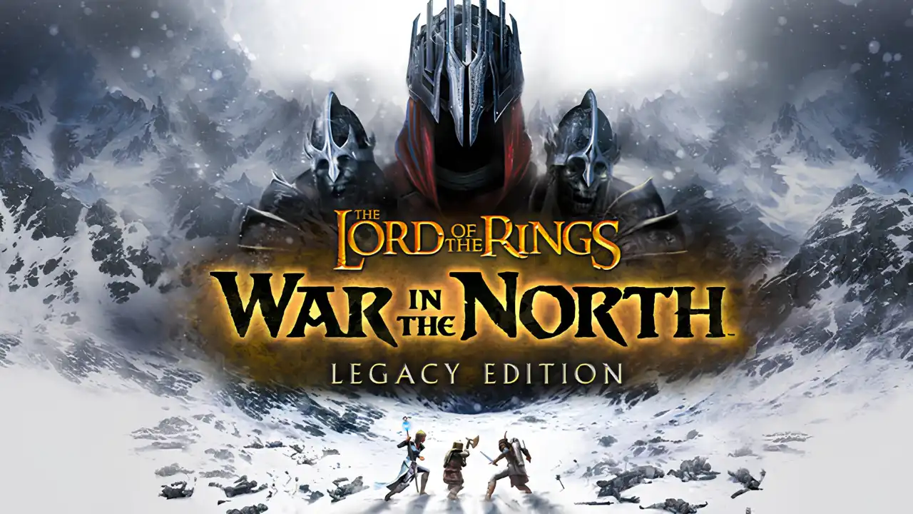 The Lord of the Rings: War in the North Legacy Edition key art with three heroes in a snowy battlefield