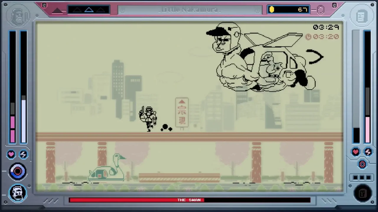 Future Knight gameplay showing its retro LCD-inspired 2D action style