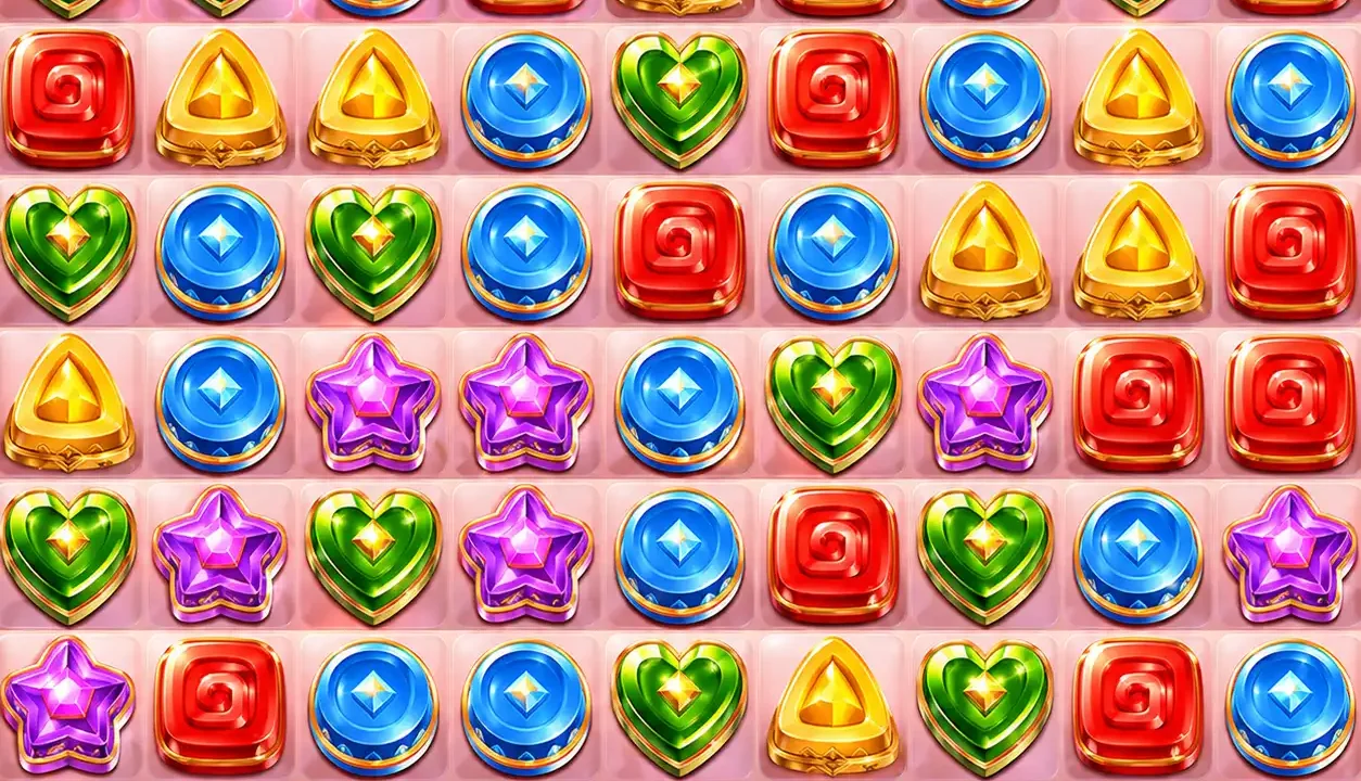 Aevryn Candy match-3 game board filled with colorful candy pieces