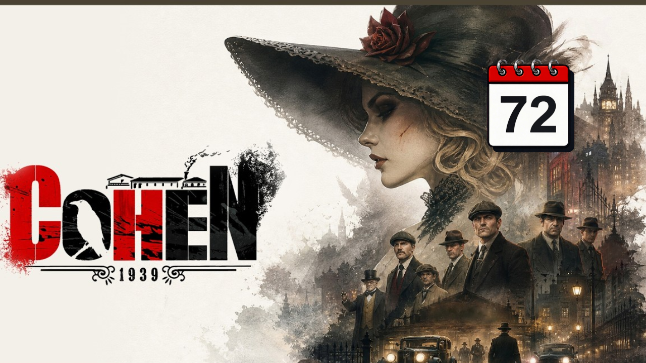 Cohen 1939 Game of the Week #72 featured artwork with the game logo, period characters, and city backdrop.