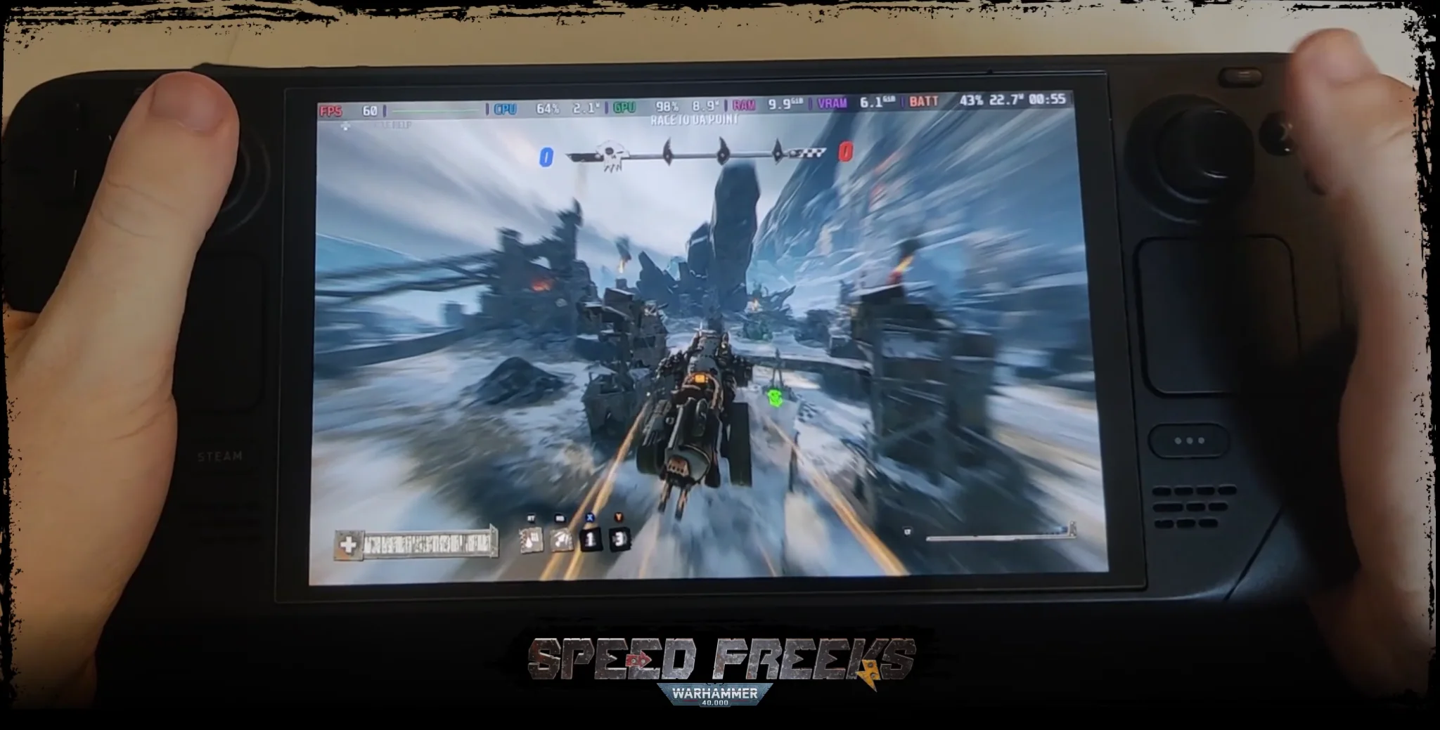 Warhammer 40,000: Speed Freeks running on a Steam Deck