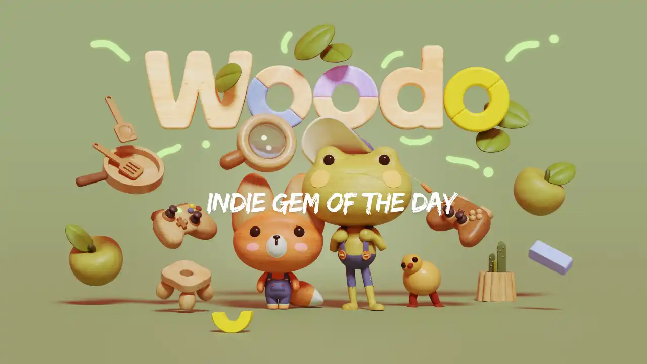 Foxy surrounded by wooden bird characters, including one in a top hat and another wearing glasses, in Woodo.