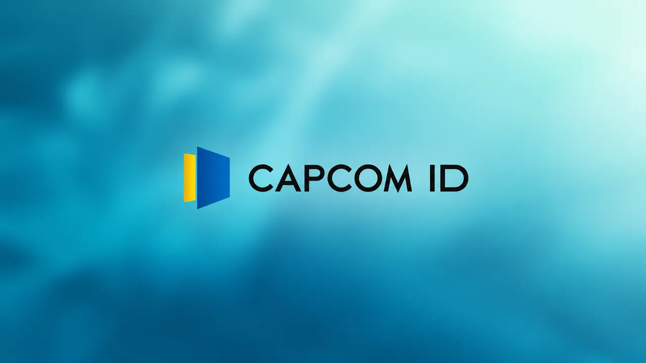 CAPCOM ID logo centered on a blue and turquoise gradient background.