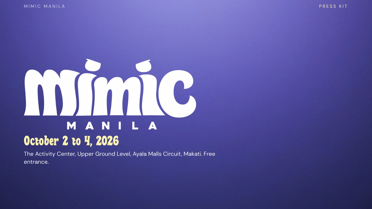 Mimic Manila 2026 logo with October 2 to 4 dates and Ayala Malls Circuit Makati venue
