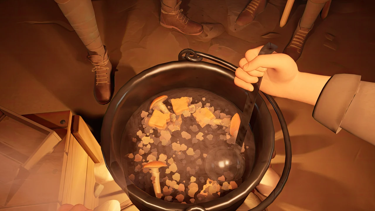 Food preparation and hardtack cooking in The Caribou Trail.